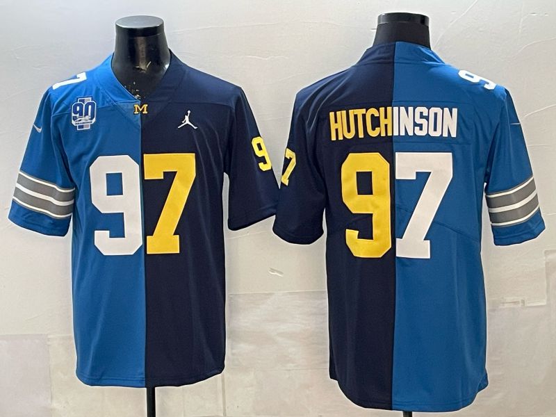 Men 2025 Detroit Lions #97 Hutchinson Blue black Limited NFL Jersey style 052